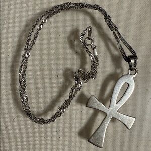 Sterling Silver 925 Ankh Pendant Necklace 20’ chain